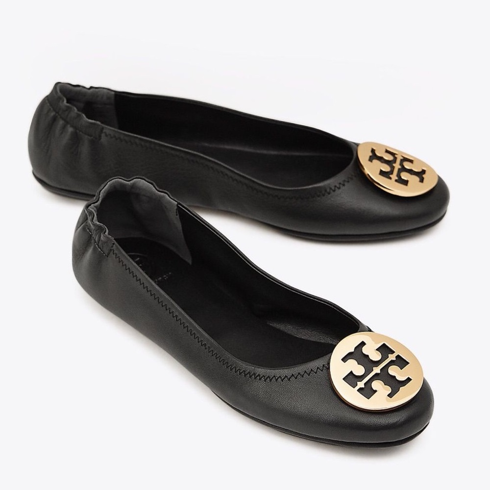 Tory Burch Minnie flats black leather